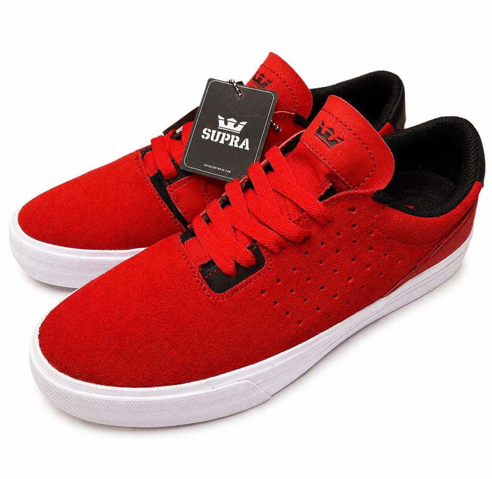 Supra Lizard King Risk Red White Mens Size US 9 Skate Shoes Sneakers 06372-622-M
